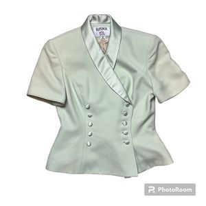 Mint Green Short Sleeve Double Breasted Blazer